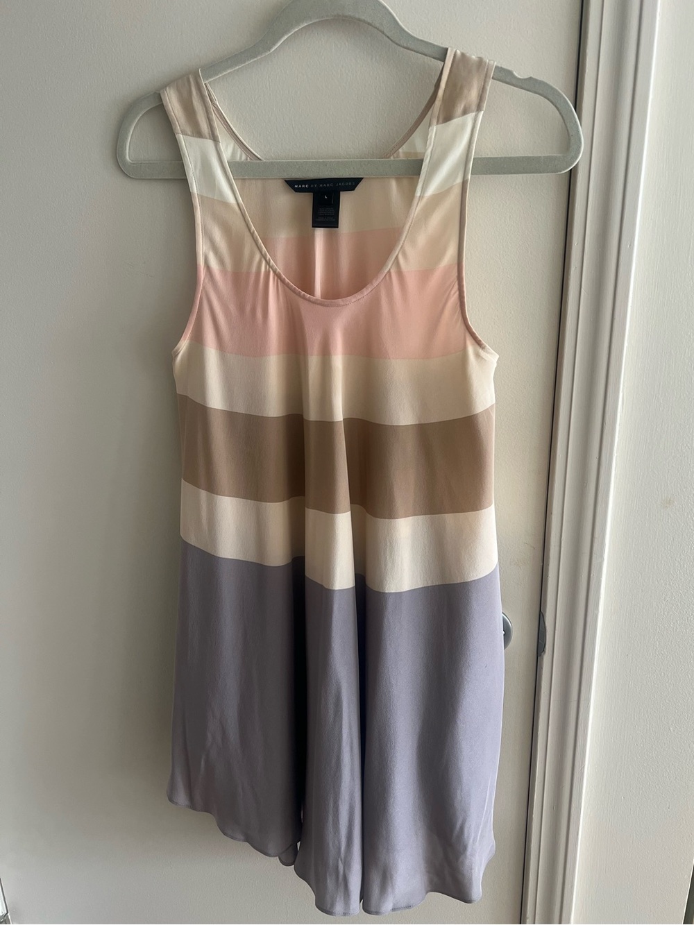 Marc by Marc Jacobs 100% Silk Colorblock Shift Dress L Vintage 2011